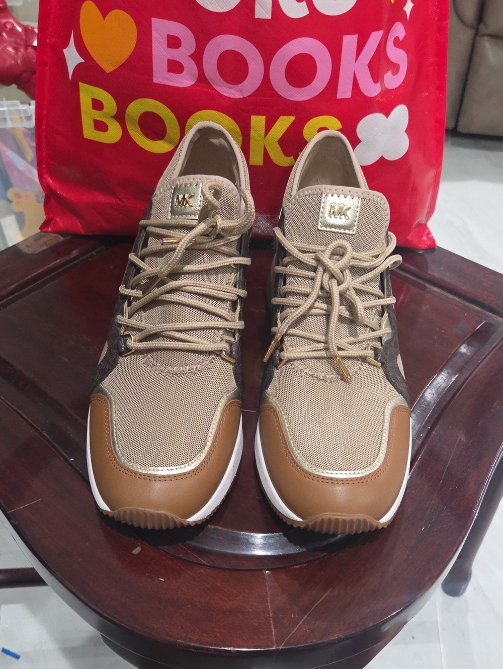 Michael Kors Men’s Beige and Brown Mesh & Leather Sneakers